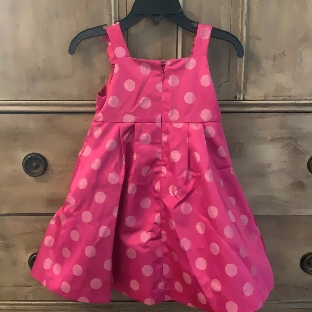 Gap pink shimmer polka dot party dress NWOT